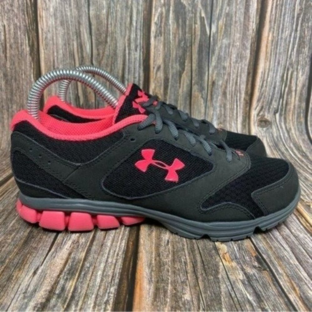 Under Armour Micro G Velocity (1246518-001) Black/Pink Running Shoes Wmns Sz 6.5